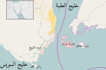 خريطة توضح موقع جزيرة تيران