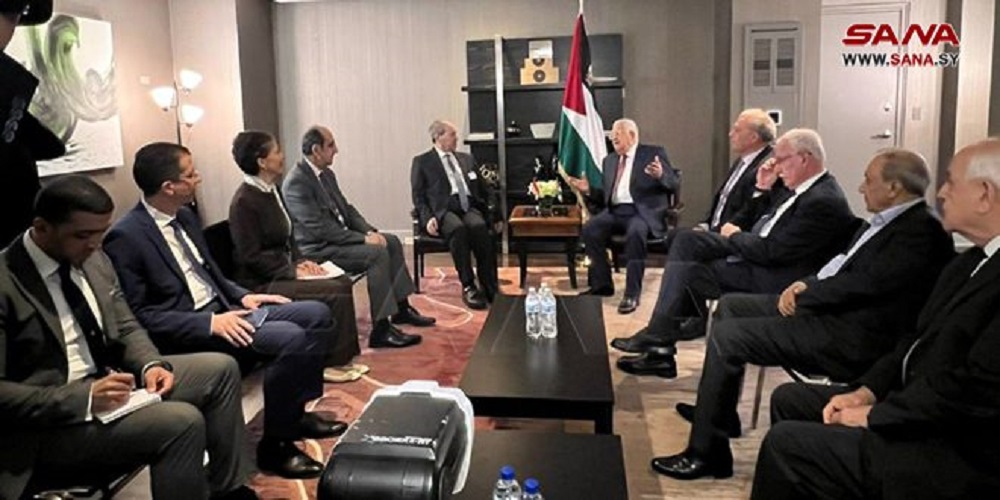 على هامش الجمعية العامة المقداد يلتقي الرئيس عباس